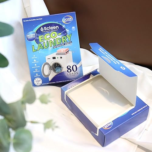 Eco Laundry Detergent Sheets,Ultra Concentrated, Enzymatic Formula, 80 Loads, Ocean Breeze Scent, Plastic-Free and Biodegradable (Ocean Breeze)
