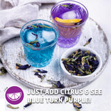 Sou Zen Butterfly Pea Flowers, 80g Dried Blue Pea Flower Tea, Caffeine-Free Loose Leaf Herbal Tea, Natural Color Changing Tea for Drinks, Lemonade