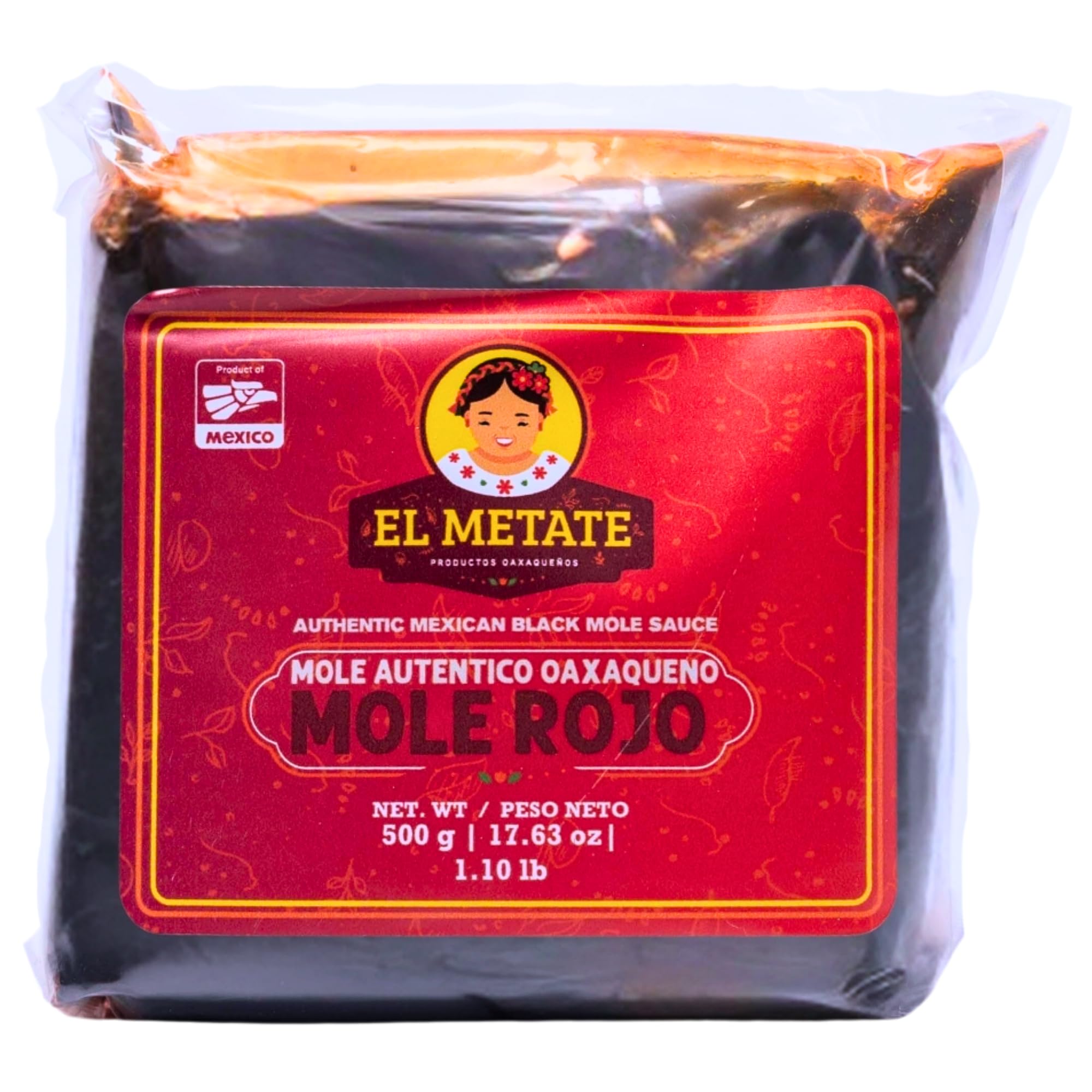 El Metate - Authentic Mole Rojo Oaxaqueño - Traditional Mexican Sauce - Imported Mole Paste from Oaxaca - 17 Oz (500g) - Rich Flavorful Salsas