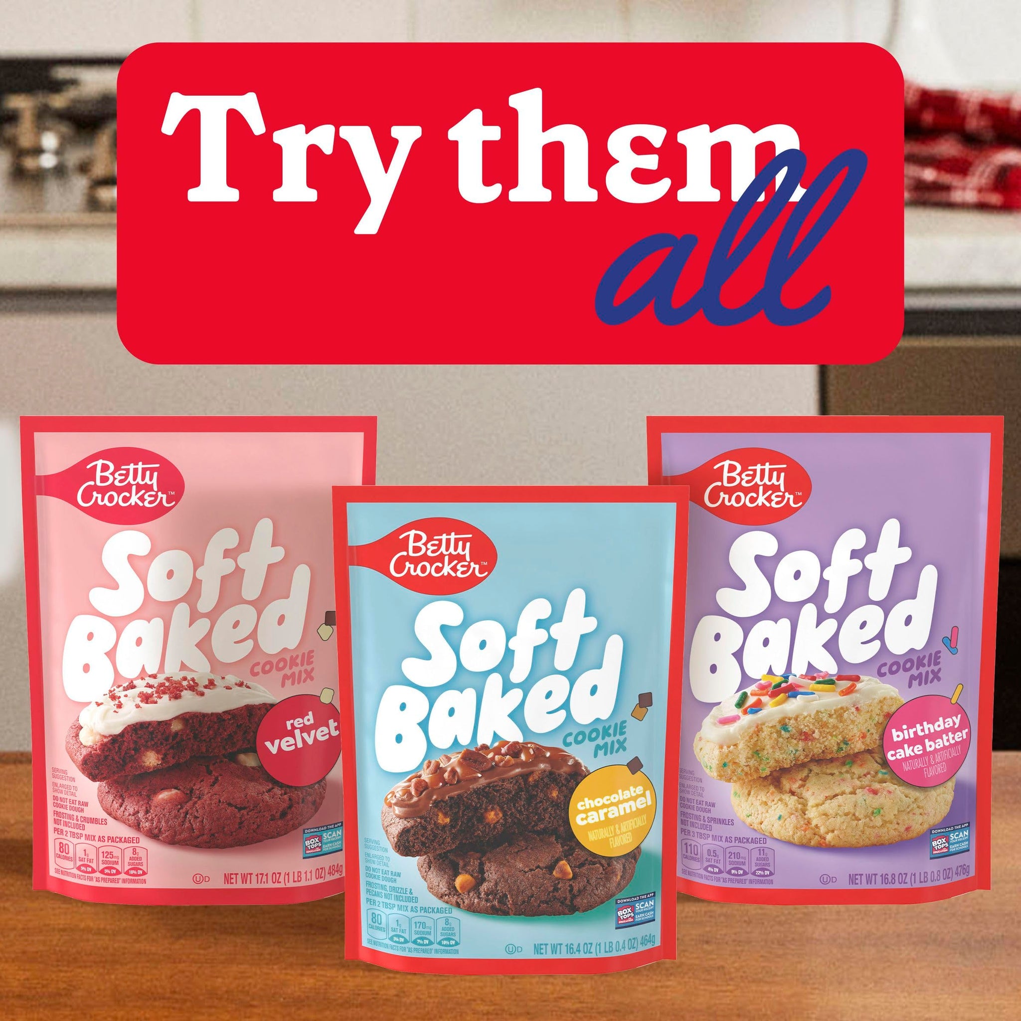 Betty Crocker Soft Baked Cookie Mix, Peanut Butter Chocolate Chip, Baking, 17.7 oz