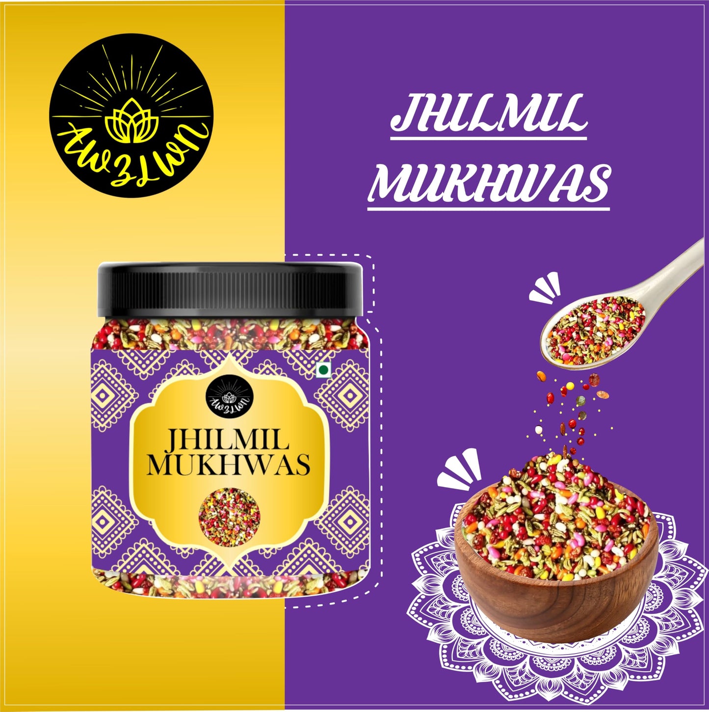 AWZLWN Natural Jhilmil Mukhwas 8.81 OZ (250 GM) | Set oF 1 | AWZLWN