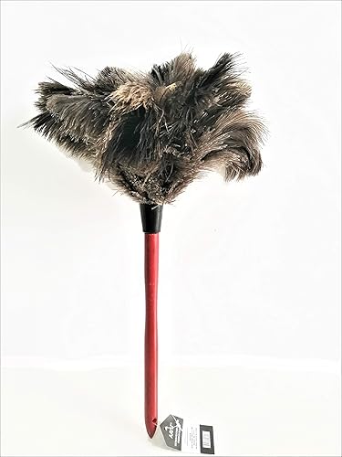 18" Feather Duster Wooden Handle | Natural for Cleaning and Moping 18-20" Inch Genuine Ostrich Feathers, Easy to Clean Reuse