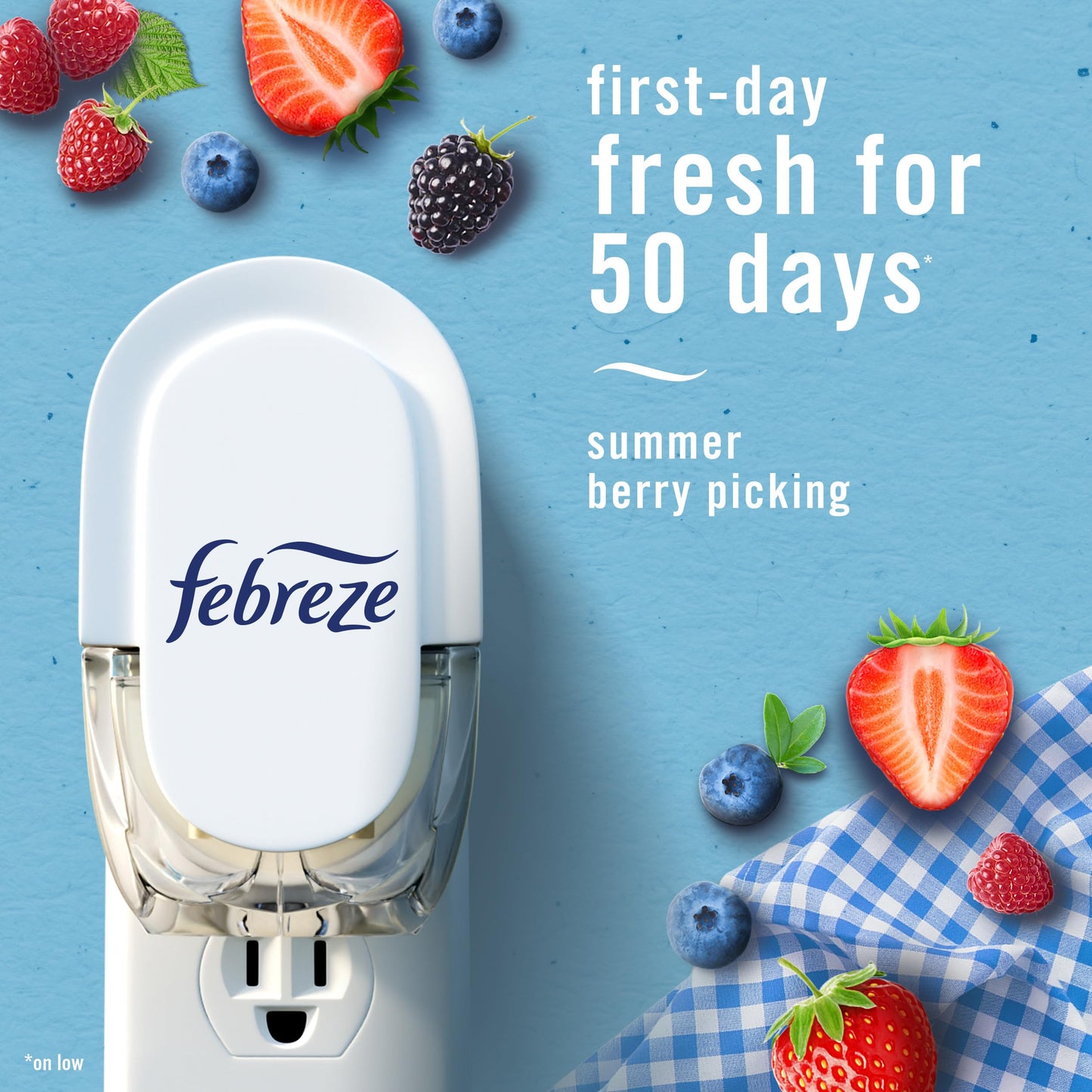 Febreze Plug In Air Freshener, Odor-Fighting Scented Oil Refill, Summer Berry Picking, 2 Refill