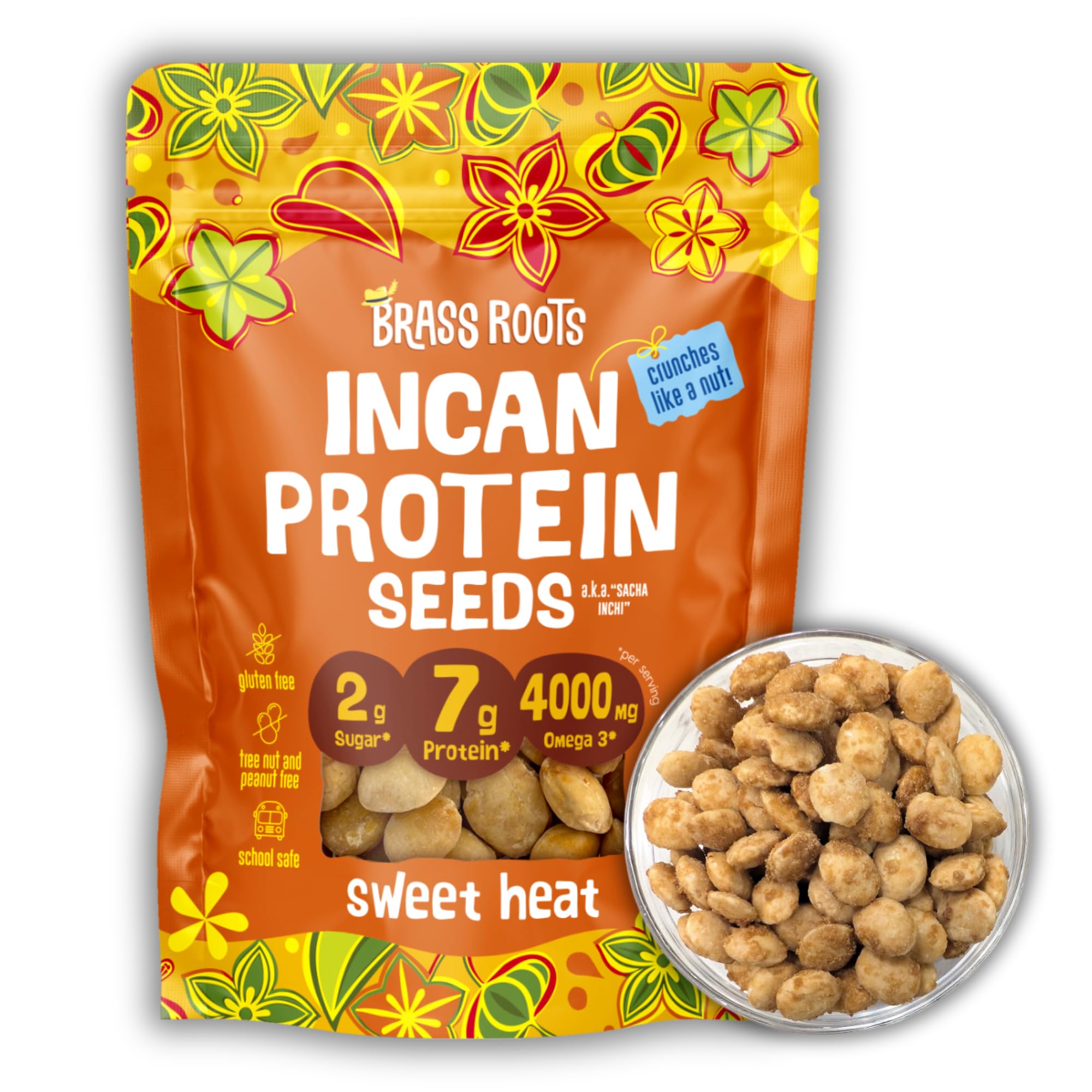 Brass Roots Organic Incan Protein Seeds - High Protein, School Safe, Nut Free, High Omega 3, Supports Gut Health, Good Source of Fiber, Shark Tank (10