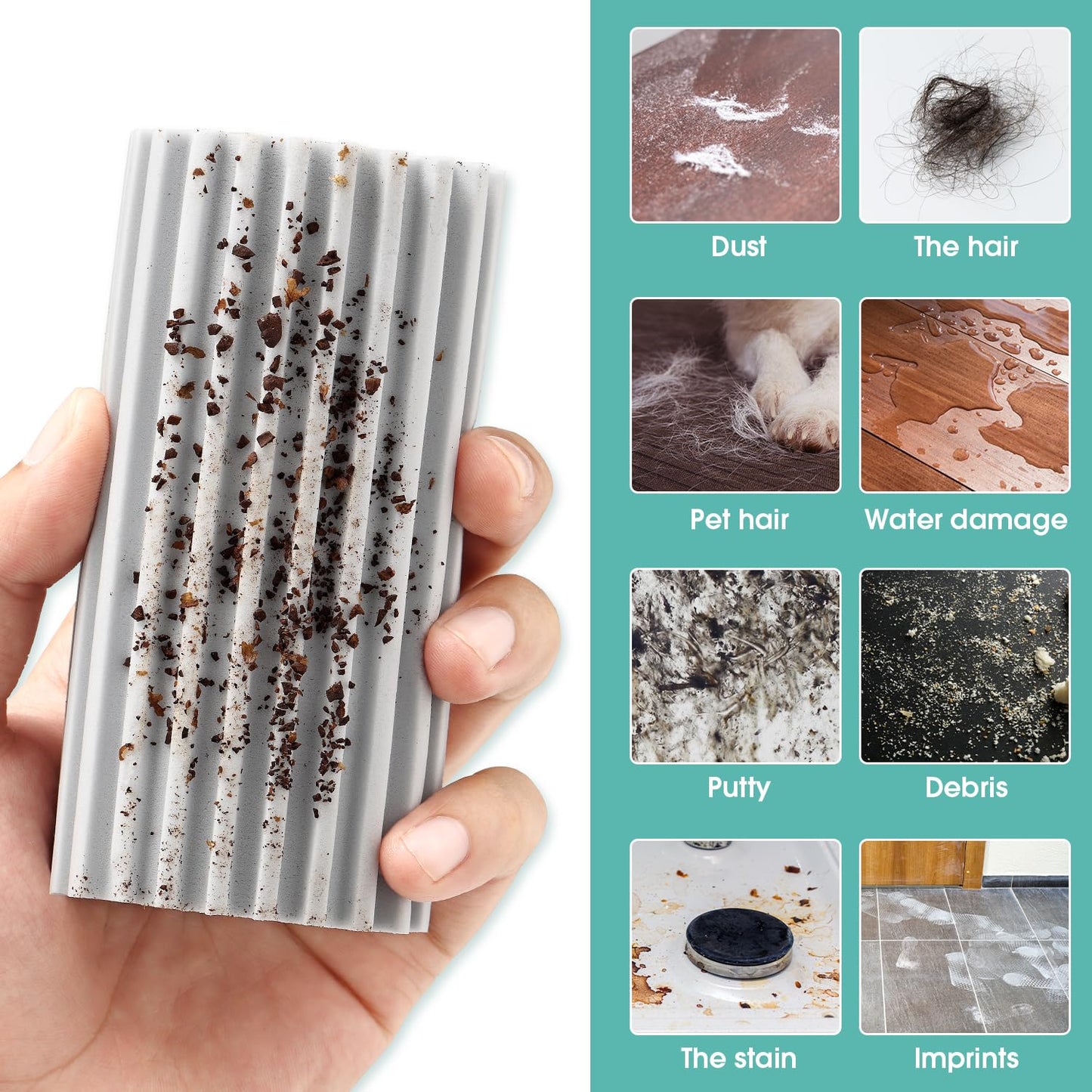 4 Pack Damp Dusting Sponge Duster, Grey Dust Cleaning Sponge, Reusable Household Cleaning Sponge Tool for Blinds, floorboards, Fan Blades, Vents