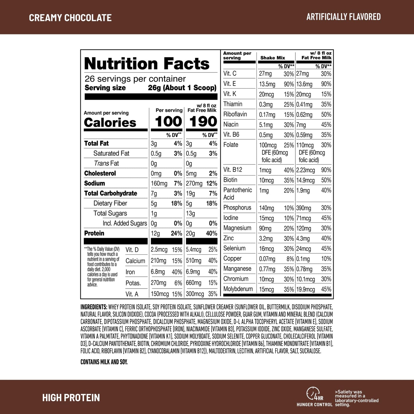 SlimFast High Protein Meal Replacement Powder, Advanced Nutrition Smoothie Mix with Vitamin and Mineral Blend, Gluten Free, Creamy Milk Chocolate, 26