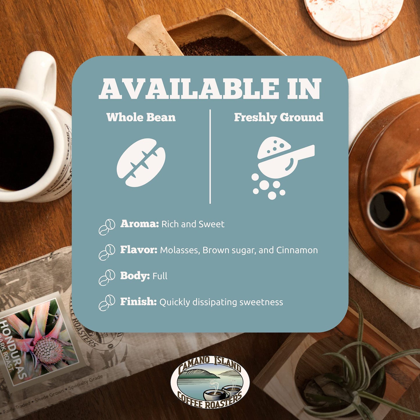 Camano Island Coffee Roasters Roasters Honduras Dark Roast, Whole Bean 1lb, Fresh Small Batch Roasted, USDA Organic, Fairly Traded, Shade Grown Top 1%