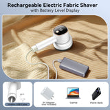 Smyeviva Rechargeable Fabric Shaver for Clothes: 6-Leaf Blades & 3 Speeds to Remove Pilling, Fuzz & Lint Balls - with LED Display, Portable Electric