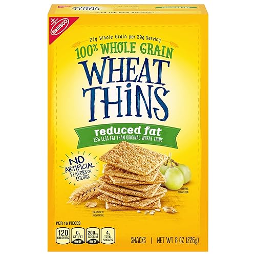 Wheat Thins Reduced Fat Snacks, Whole Grain Wheat Crackers, Snack Crackers, 8 oz