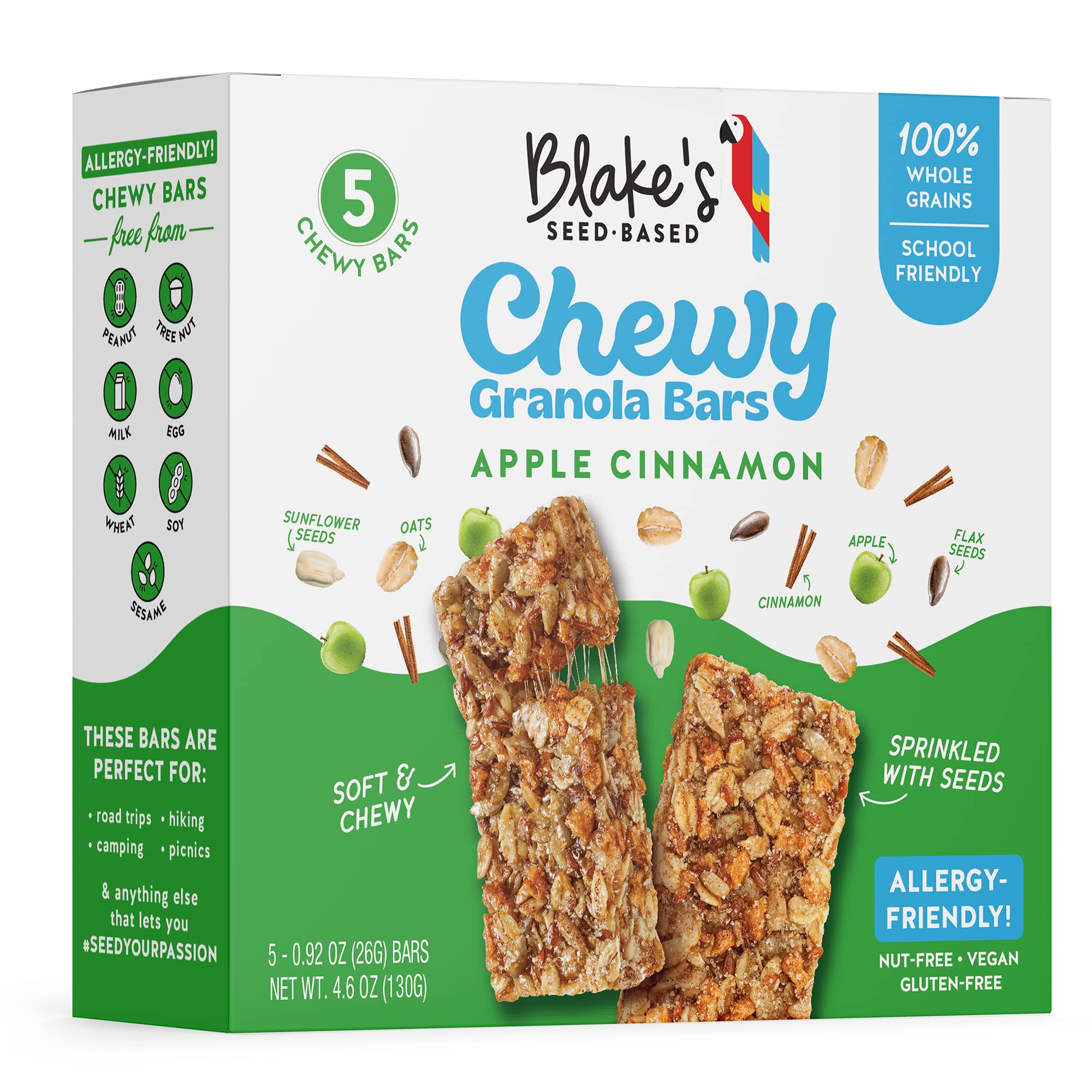 [6 Pack] Blake's Seed Based Apple Cinnamon Chewy Granola Bars + Squishy Stress Toy