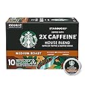 Starbucks K-Cup Coffee Pods, Medium Roast Coffee With 2X Caffeine House Blend For Keurig Coffee Makers, 100% Arabica, 1 Box (10 Pods)