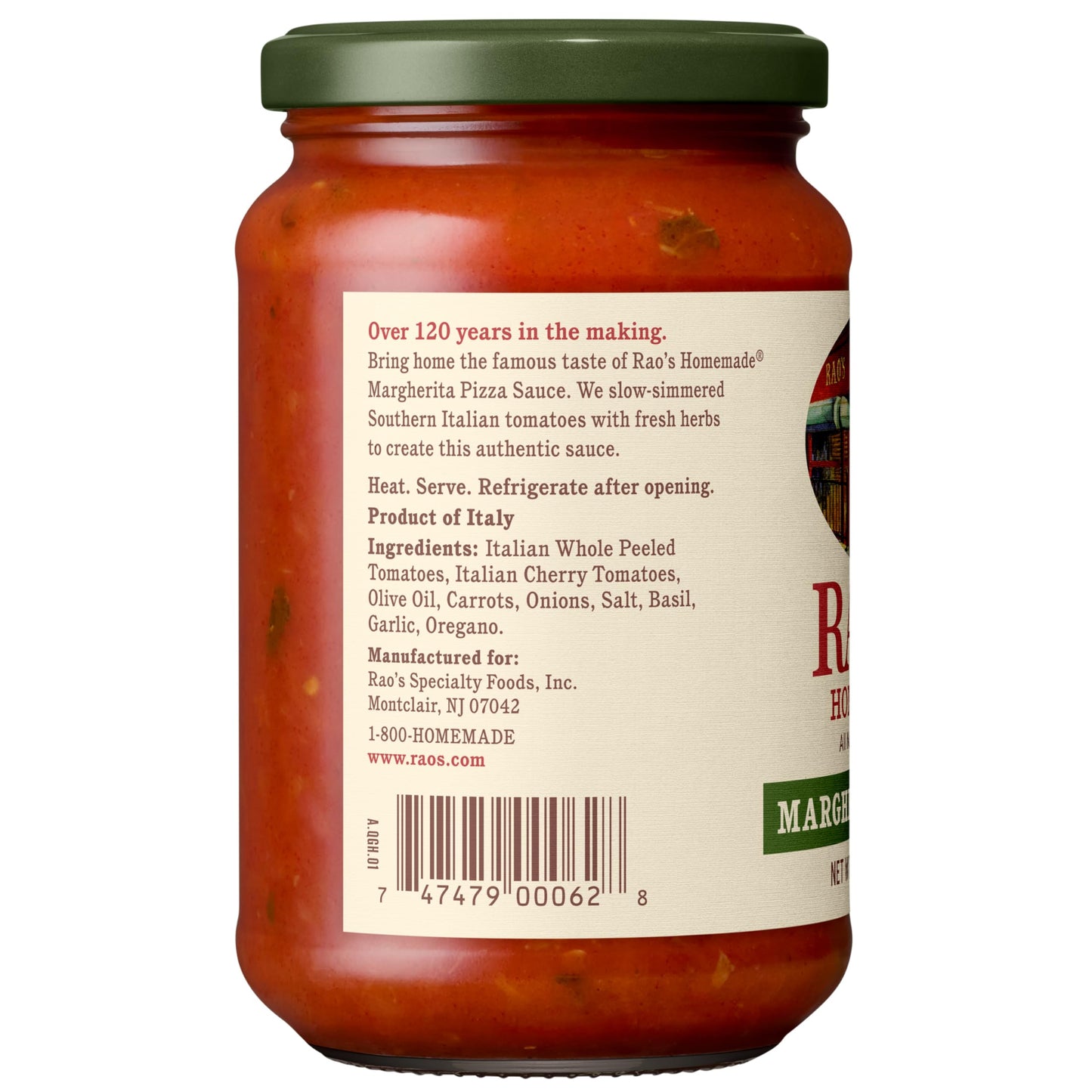 Rao's Homemade Margherita Pizza Sauce Made with Italian Tomatoes, 12.3 oz