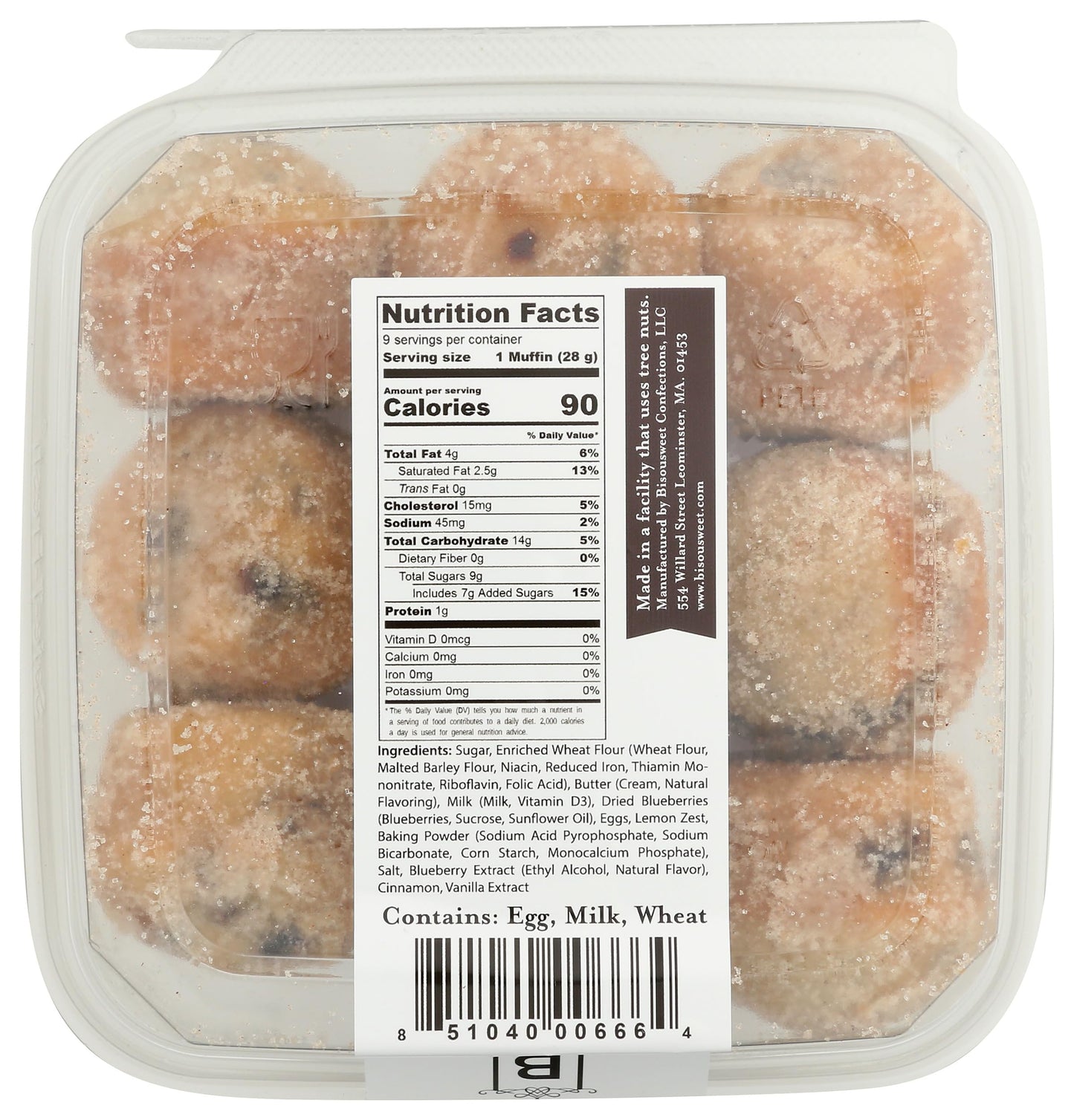 Bisousweet Confections Blueberry Doughnut Muffins, 9 OZ
