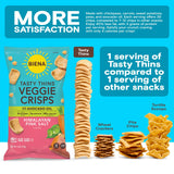 BIENA Tasty Thins Veggie Crisps - Made with Avocado Oil - Low Calorie Veggie Chips for Adults and Kids - 4-Pack, 4 Ounce Bags - Himalayan Pink Salt