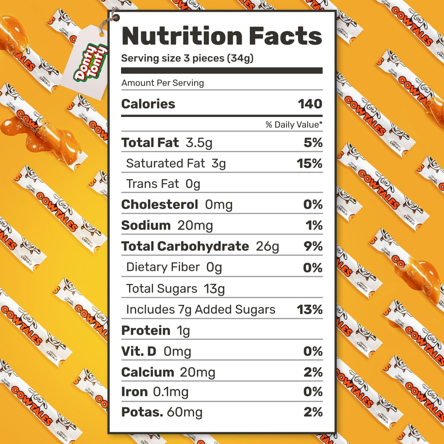 Caramel Candy Vanilla 2 lb - Soft and Chewy, Filled With Cream, Individually Wrapped, Bulk Original Candies in Resealable Bag