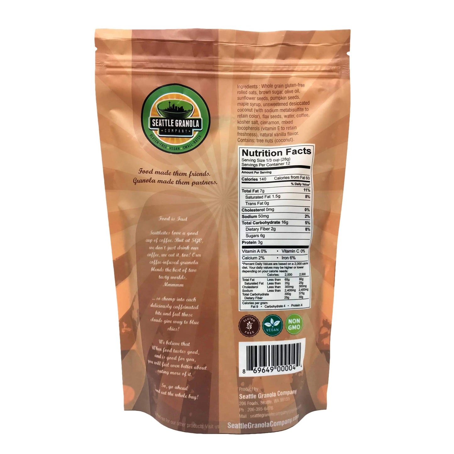 Seattle Granola Company Coffee Flavor 12 oz bag