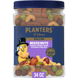 PLANTERS Deluxe Salted Mixed Nuts, Roasted Cashews, Almonds, Pecans, Pistachios, and Hazelnuts, Party Snacks, Plant-Based Protein, Quick Snack