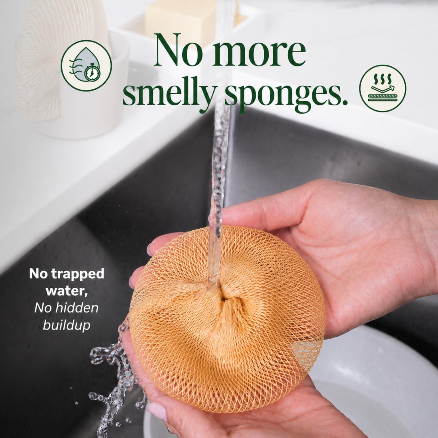 Reusable Kitchen Scrubbers for Dishes- Breezi Layered Mesh Dish Cloth, 3-Pack, Non-Scratch, Multi-Purpose, Fast-Drying, Odor-Free, Scrubbies. Kitchen