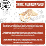 Essential Spice Shiitake Mushroom Powder - Deep Umami Flavor, Finely Ground - Ideal for Soups, Broths, Sauces, Seasoning Blends & Vegan Cooking - 100%