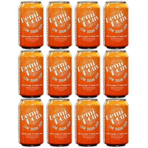 Demi Doux Low Sugar Soda - Low Sugar Soft Drink, No Artificial Sweeteners (Orange, 12-pack)