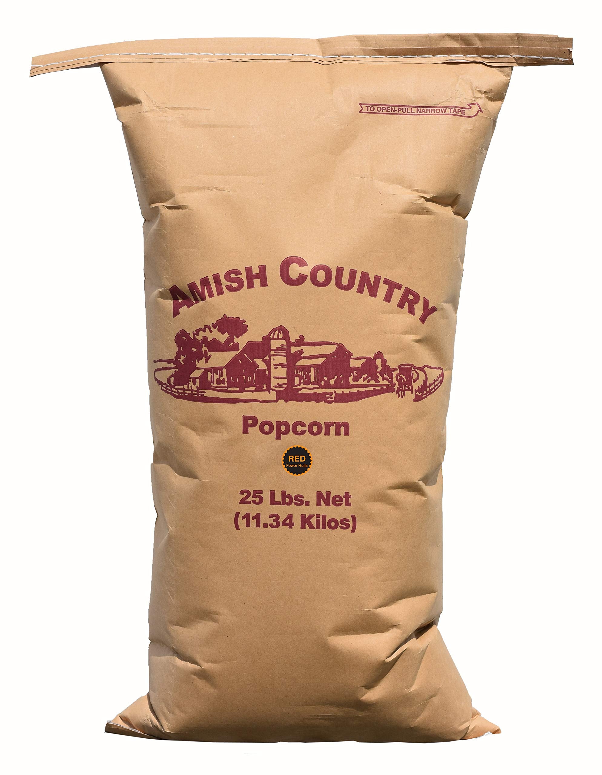 Amish Country Popcorn | 25 lbs Bag | Red Popcorn Kernels | Old Fashioned, Non-GMO and Gluten Free (Red - 25 lbs Bag)