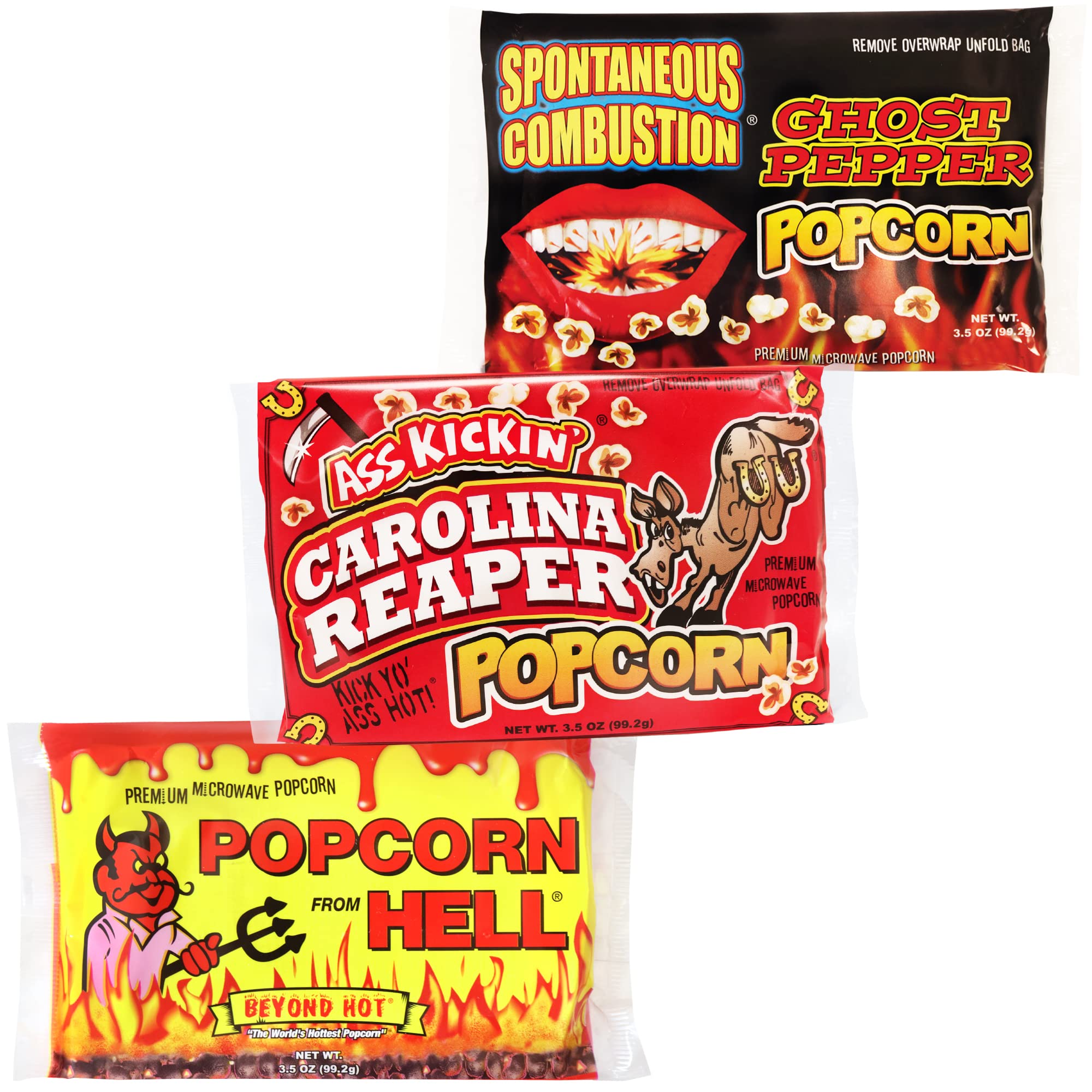 Premium Microwave Popcorn - Variety Gift Pack (3) - Ultimate Spicy and Sweat Gourmet Gift - Try if you dare!