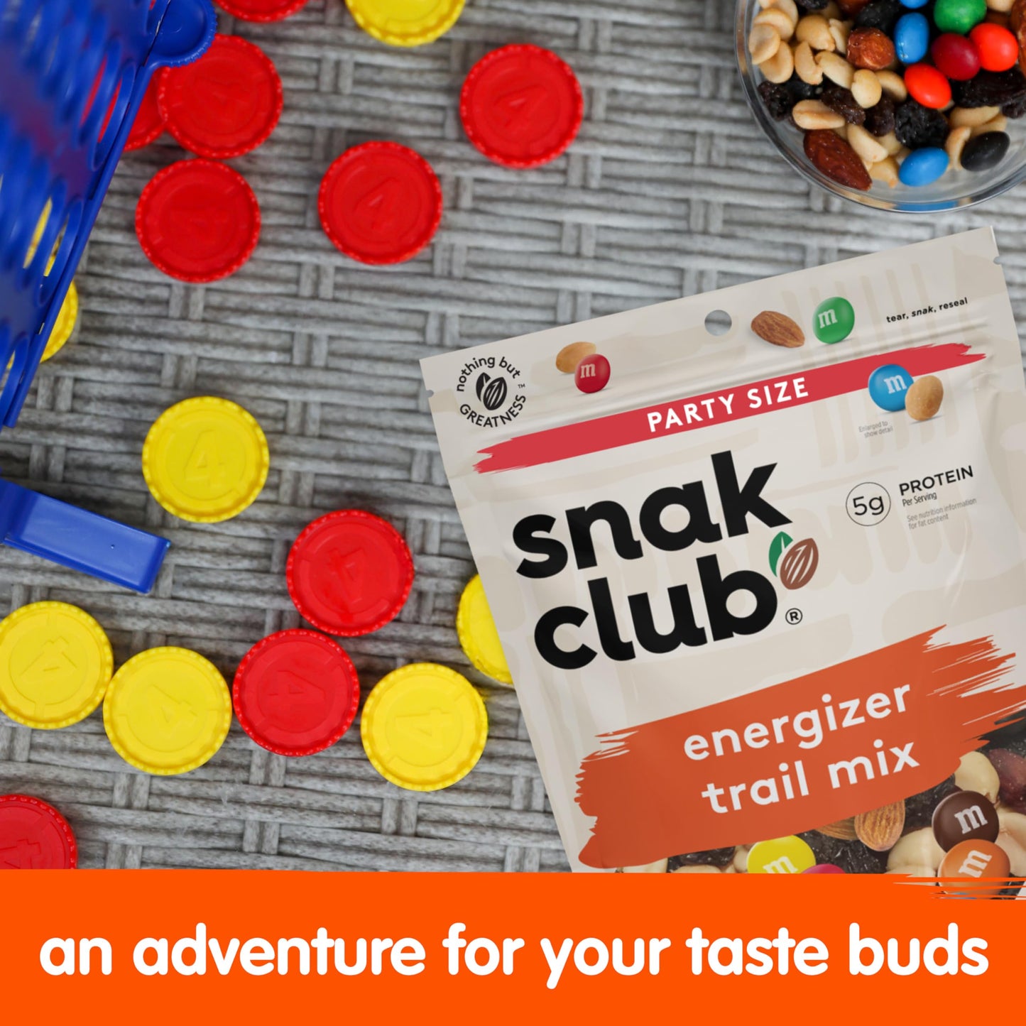 Snak Club Energizer Trail Mix with Roasted Salted Peanuts, Raisins, M&M’S Chocolate Candies, Roasted Almonds, Gluten-Free and Kosher Snack, 24 oz