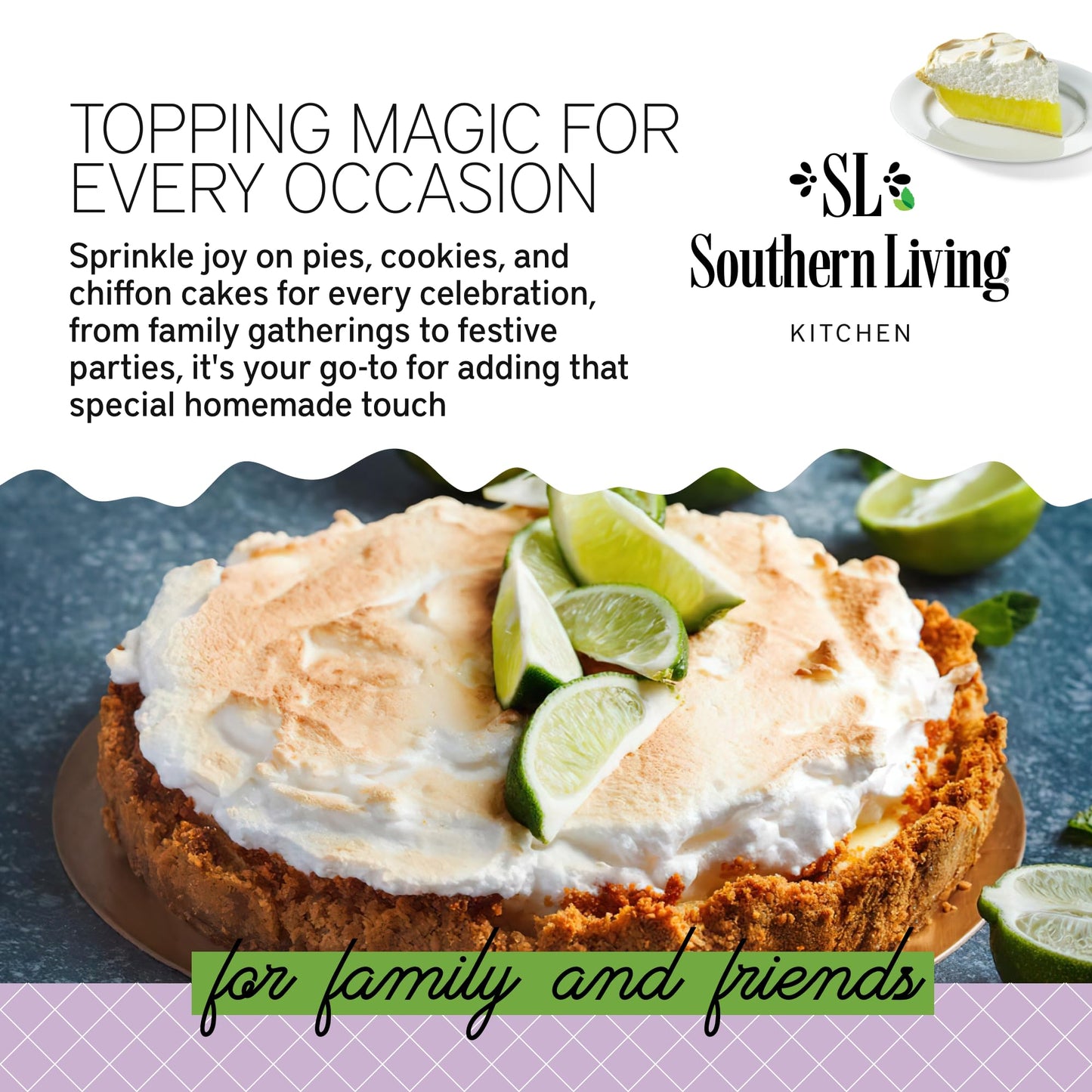 Southern Living Meringue Powder Mix for Baked Goods, Gourmet Topping, Made with Egg Whites, Perfect for Meringue, Cakes, Cookies & More, 1 Box (2 Powder Packs)