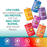 Designer Wellness Protein Smoothie, Mixed Variety Pack, 12g Whey Protein, Real Fruit Smoothie Snack, No Added Sugar, Low Carb, Gluten-Free