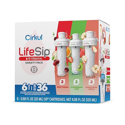 Cirkul LifeSip B-Vitamins Flavor Water Variety Pack, Makes 36 Drinks, No Sugar, Zero Calorie Drink Mix, (2 Fruit Punch, 2 Strawberry Kiwi, 2