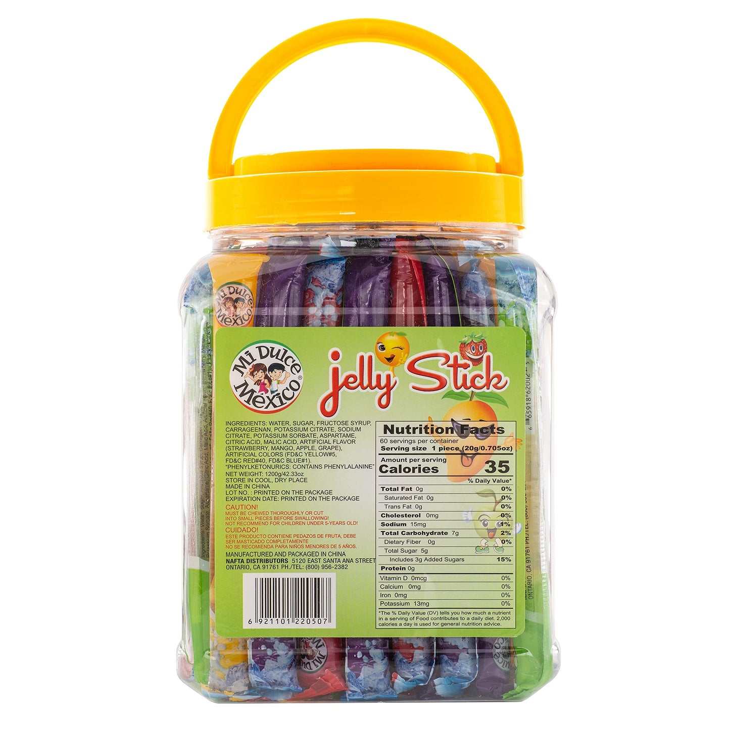 MDM JELLY STICKS GEL CANDY JAR 60 PCS 42.33OZ (1200G)