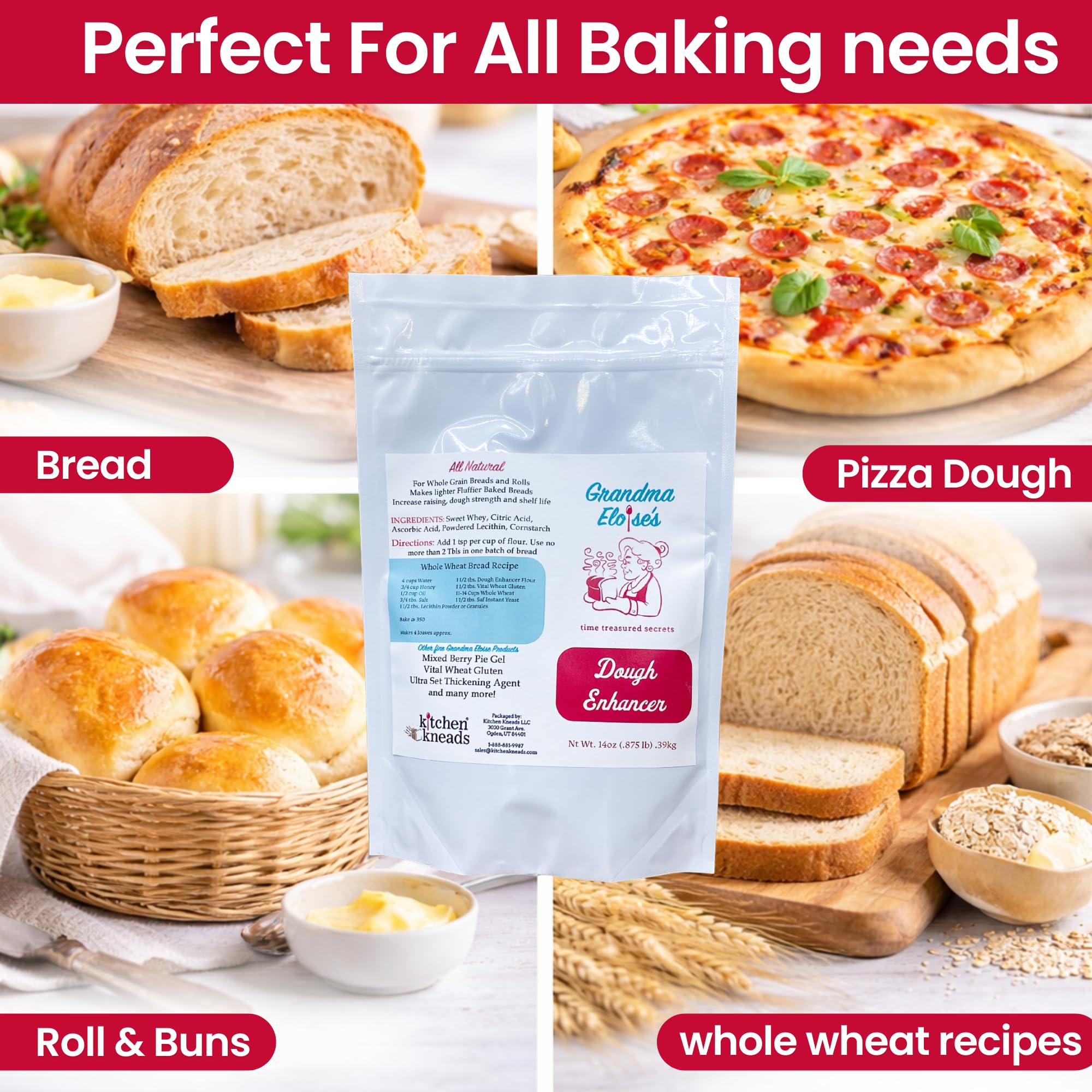 Grandma Eloise’s Dough Conditioner for Bread Baking - 14 Oz - Improves Rise, Texture & Shelf Life - Makes Soft, Fluffy Whole Wheat & White Bread