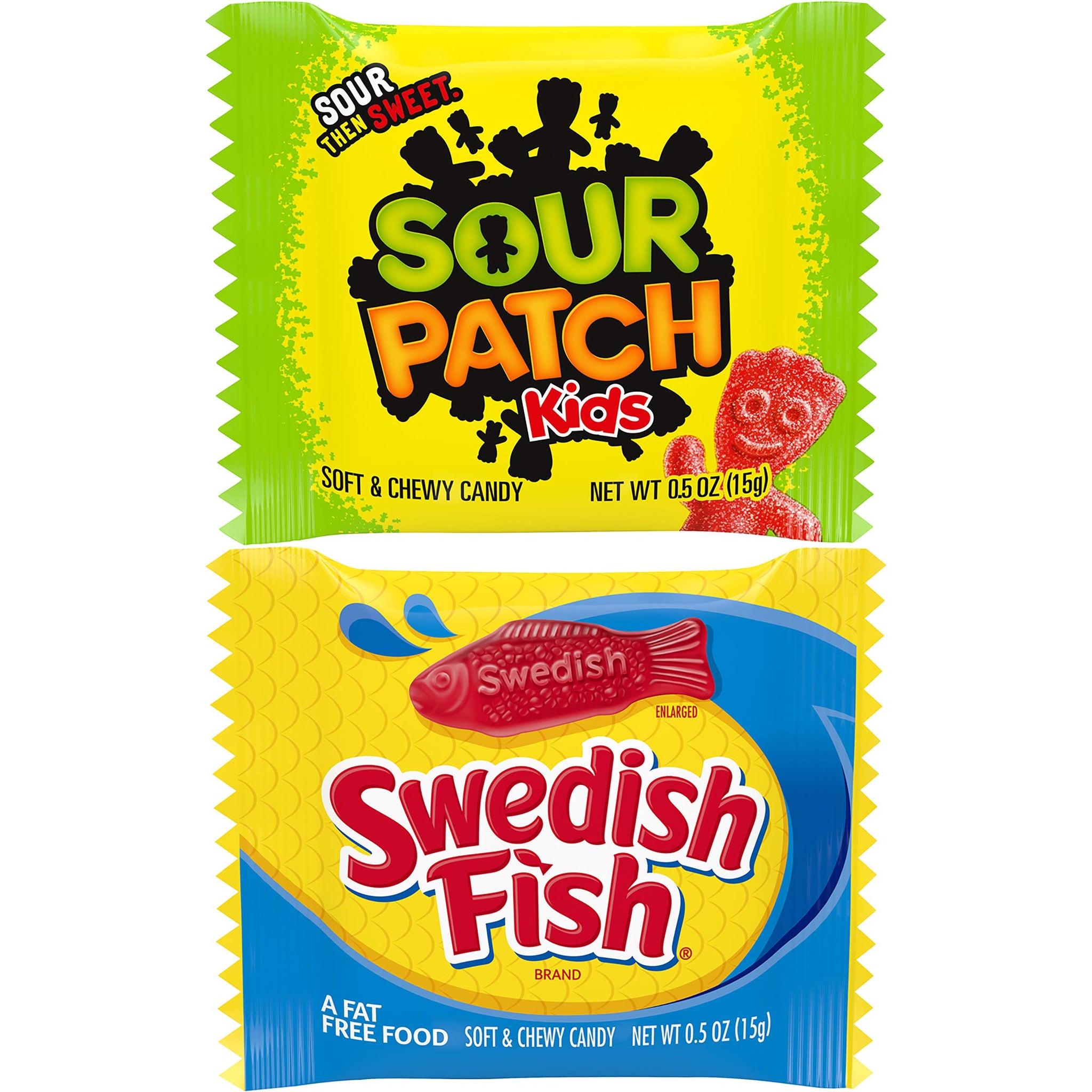 115 Count SOUR PATCH KIDS & SWEDISH FISH Bulk Candy Treat Size Variety Pack, Individual Snack Bags