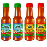 Chiletico Criolla Sauce 4-Pack - Authentic Costa Rican Flavor Inspired by the Guanacaste Pampa - 2 Mild + 2 Hot - 4.9 oz Bottles - Total Net Weight