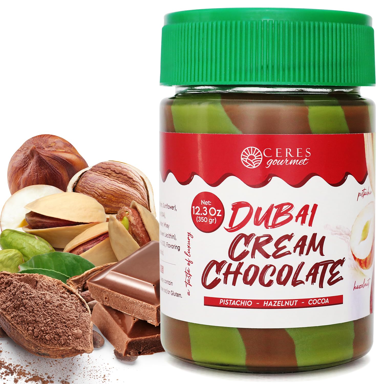 Pistachio Hazelnut Butter Spread for Dubai Chocolate -12.3 oz- Sweet Pistachio and Hazelnet Cream for, Desserts & Baking & Breakfast