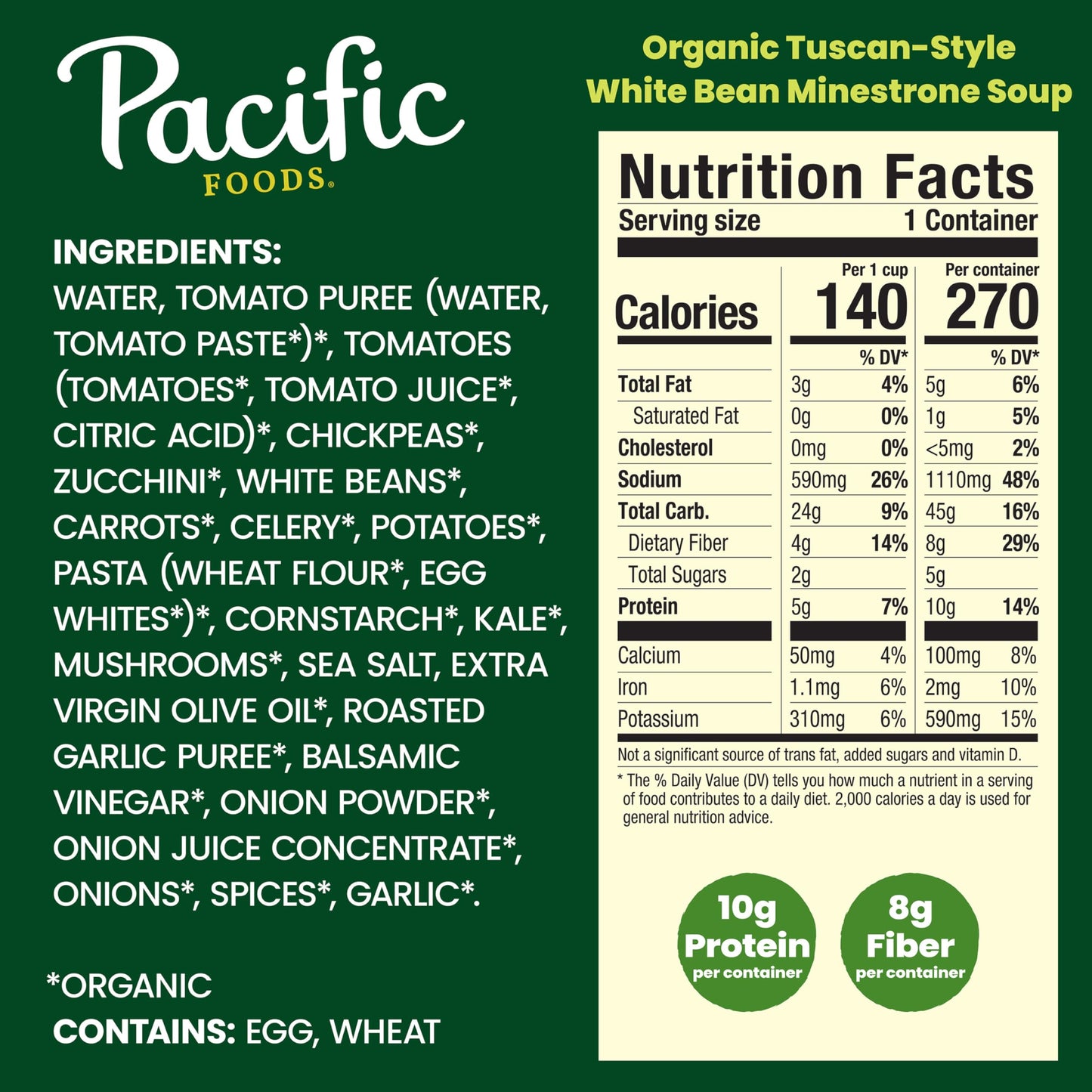 Pacific Foods Organic Tuscan-Style White Bean Minestrone Soup, 16.3 oz Can