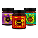 FLYBYJING Sichuan Chili Crisp Bundle: Three Premium Chili Sauces Good on Noodles, Proteins, Veggies & Everything - Spicy, Savory, Crunchy Vegan Hot