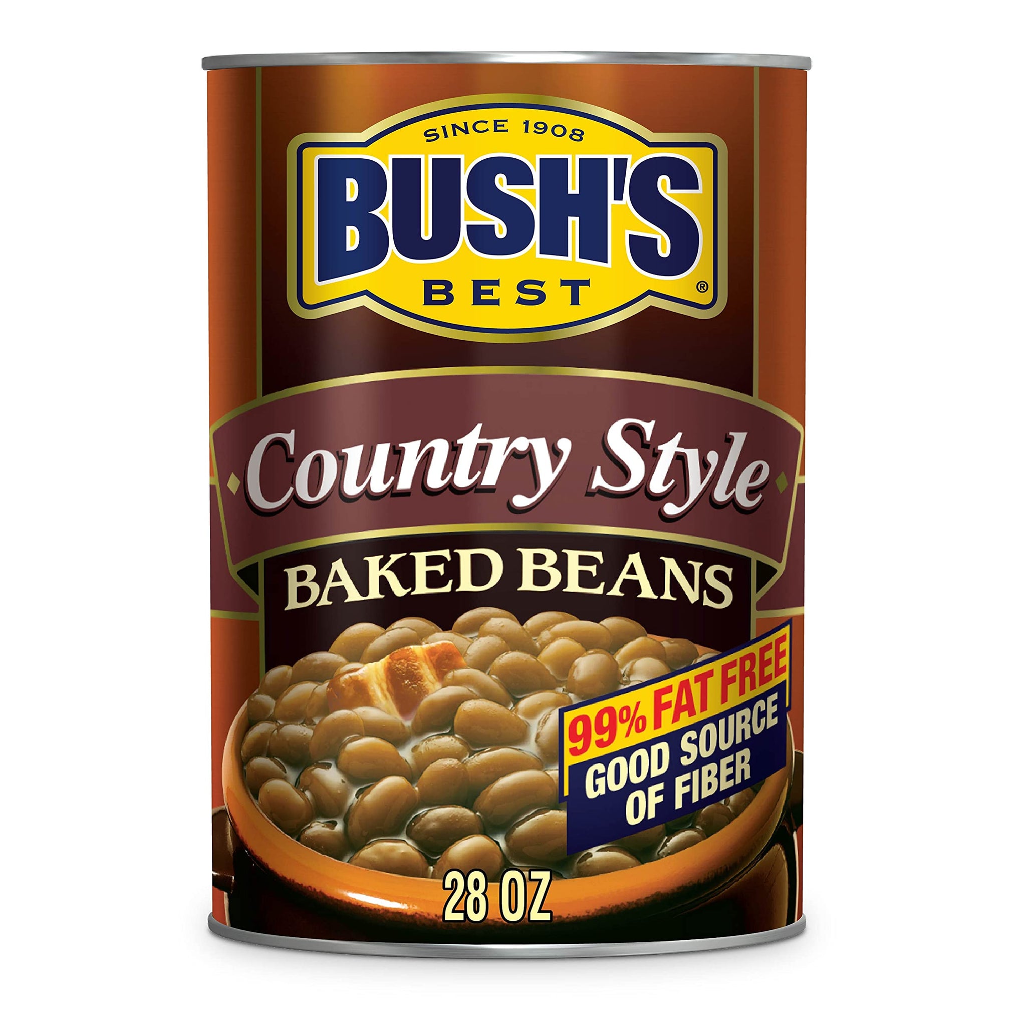 Bush's Canned Country Style Baked Beans (Pack of 1), Protein, Good Source of Fiber, Low Fat, Gluten Free, 28 oz