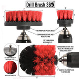 DRILL BRUSH 360 Original Attachments 3 Pack kit - Cleaner Scrubbing Brushes for Bathroom Surface, Grout, Tub,Tile, Shower, Kitchen, Auto