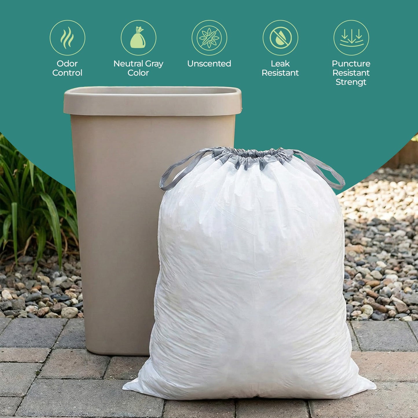 Small Trash Bags 2.5 Gallon (6L) - 60 Count Premium Heavy Duty Garbage Bags, Strong Tear-Resistant, Leak-Proof, Perfect for Bathroom, Office & Bedroom
