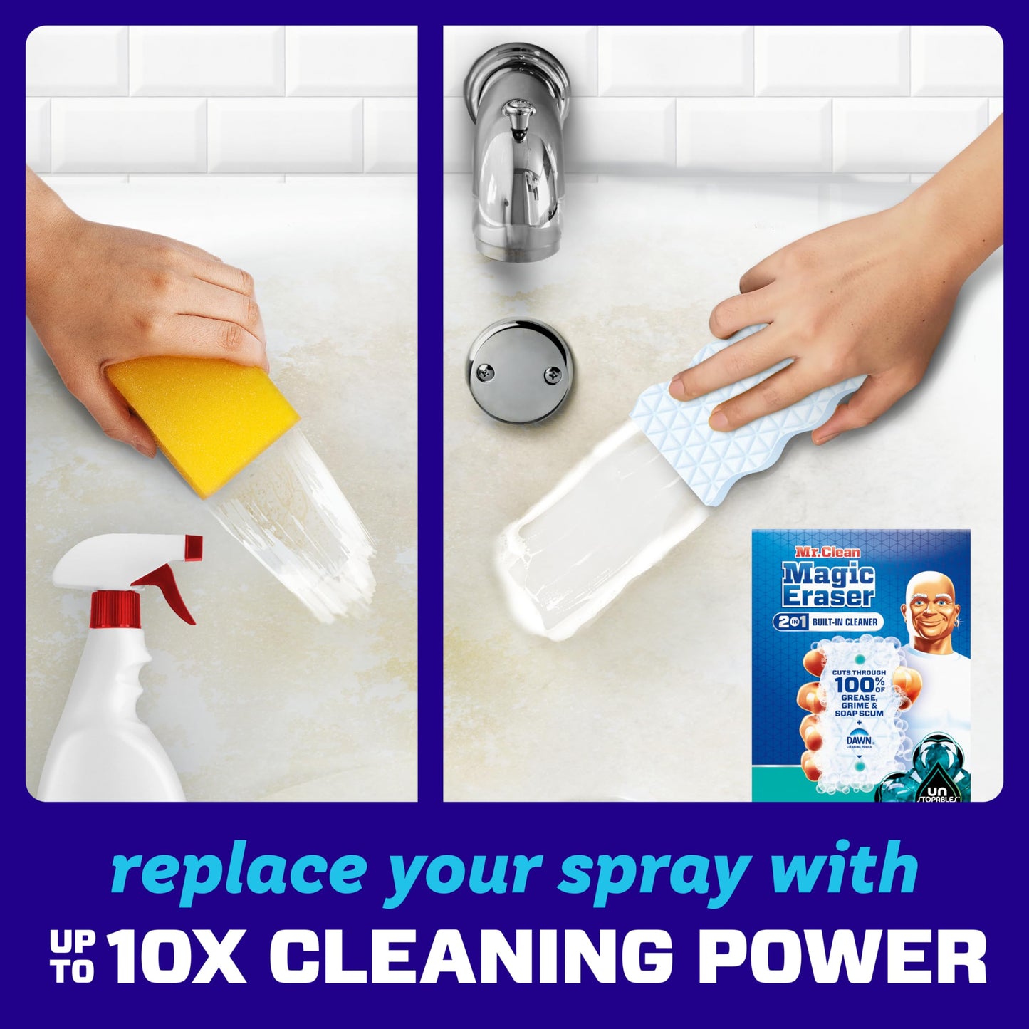 Mr. Clean Magic Eraser Foaming Sponge, All Purpose Cleaner, Dawn Cleaning Power, Wall, Sneaker, Oven Cleaner, Kitchen, Bathroom, Shower Cleaning