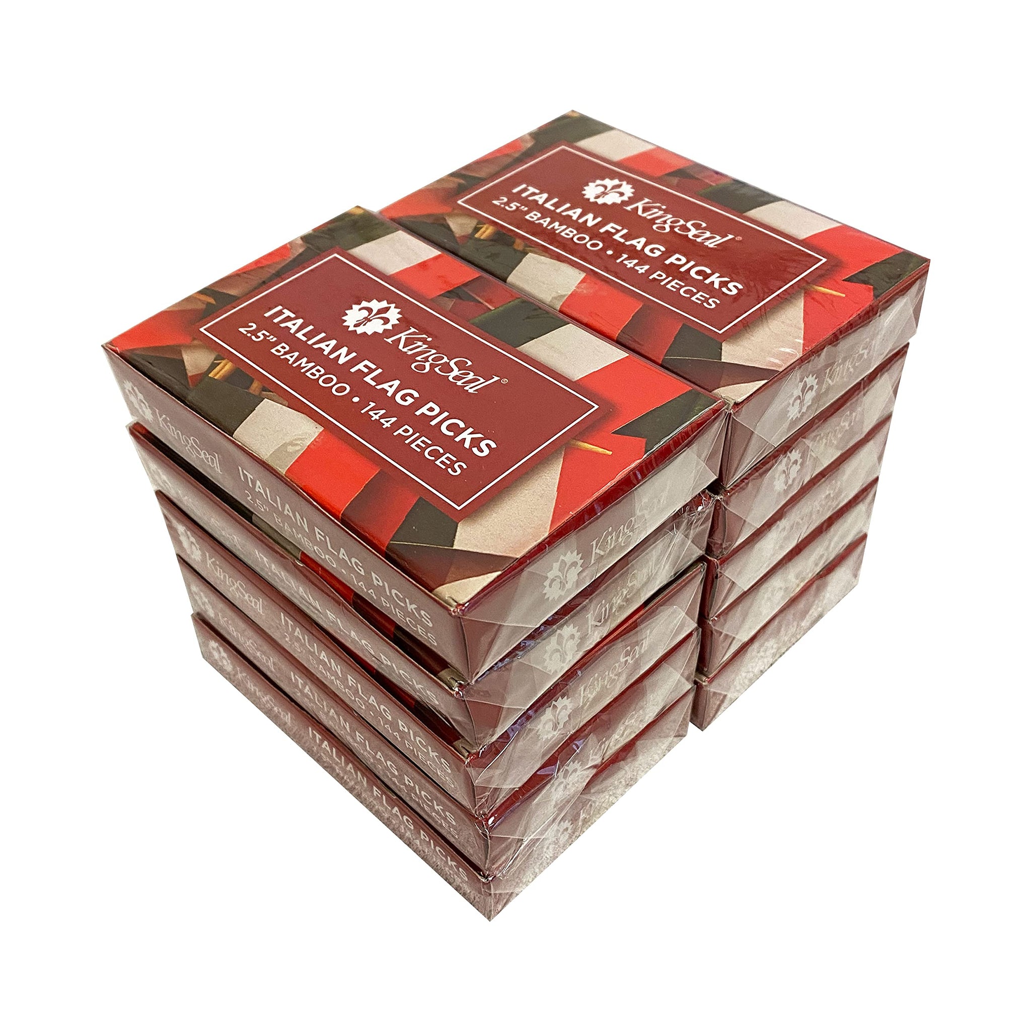 1,440 Count | KingSeal Italian Flag Toothpicks, 2.5 Inch, Ideal for Italian Restaurants, Appetizers, Cocktails, and More - 10 Packs x 144