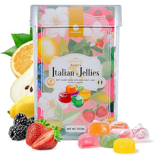 Gourmanity Italian Jelly Fruit Candy With Real Fruit Juice, Soft Bite Authentic Italian Candy, Individually Wrapped Gourmet Candy, In a Giftable