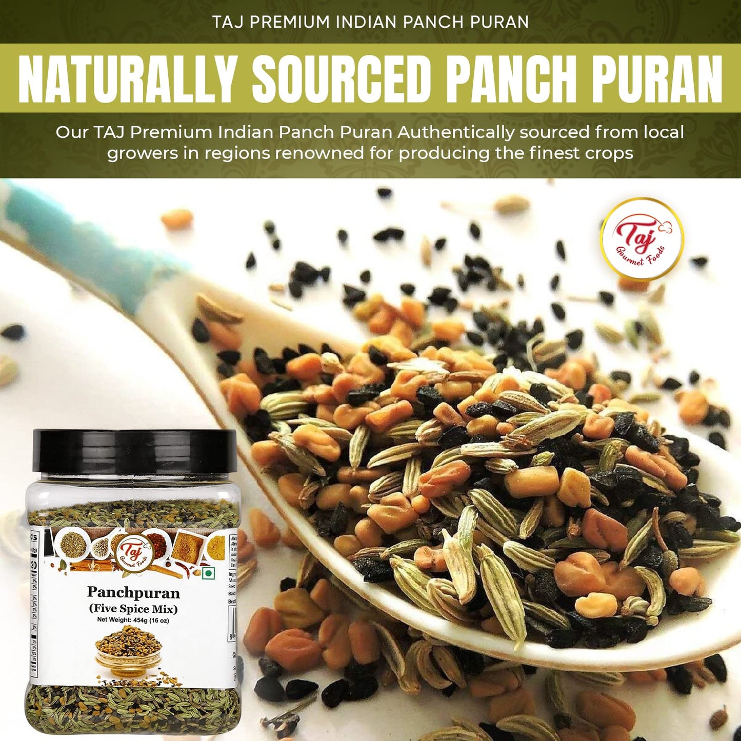 TAJ Premium Indian Panch Puran (5 Spice Blend), (3 Ounce)