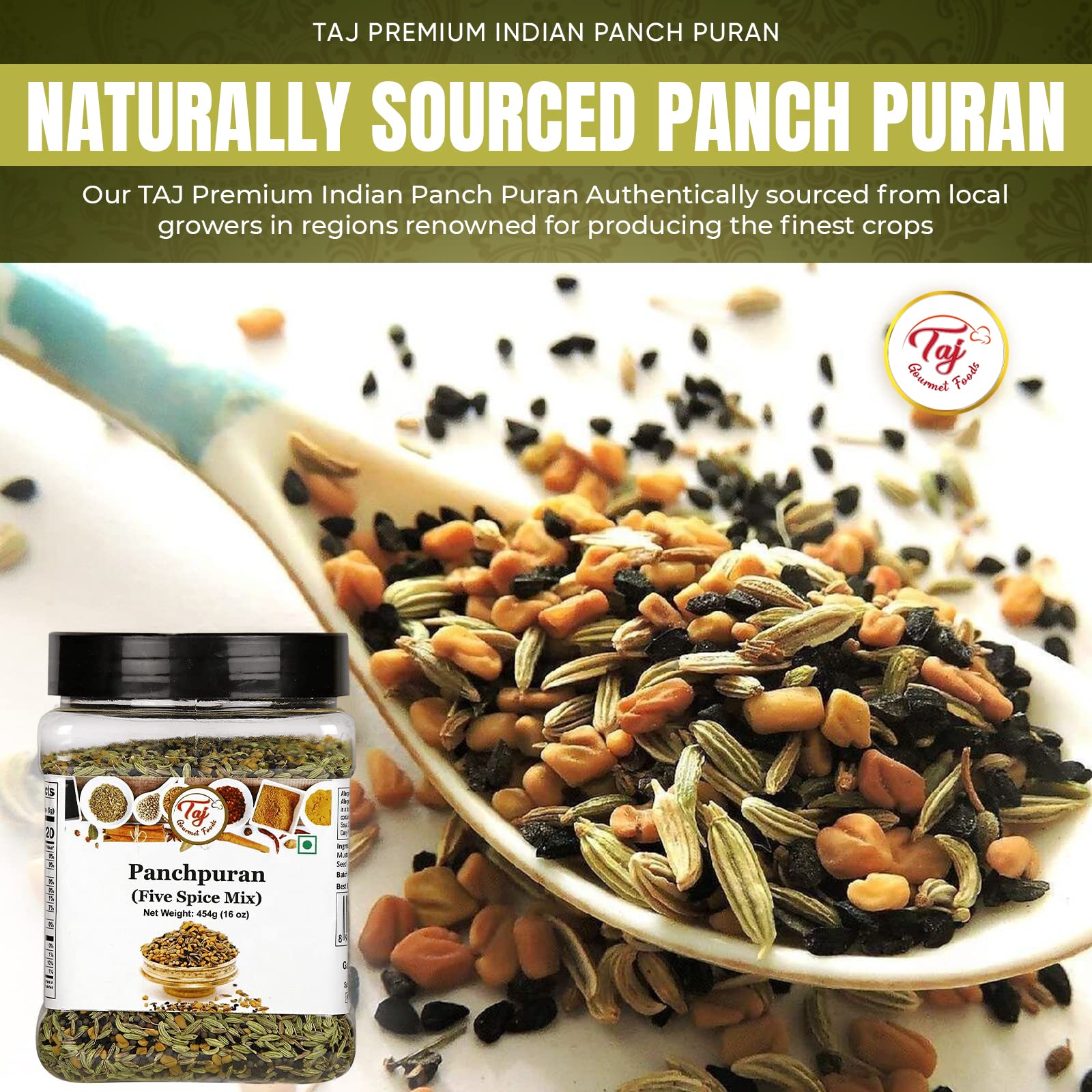 TAJ Premium Indian Panch Puran (5 Spice Blend), (3 Ounce)