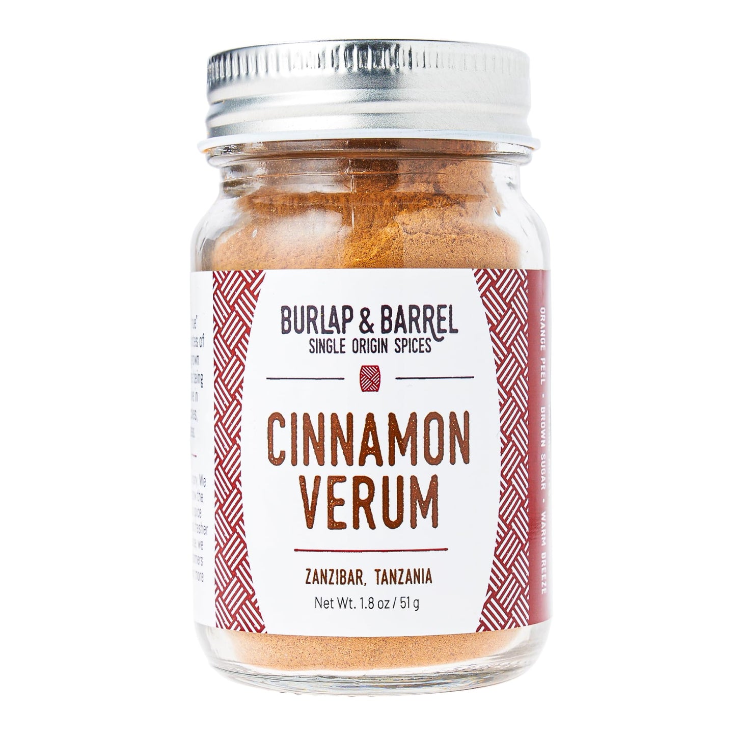Burlap & Barrel Cinnamon Verum - Ground Ceylon Cinnamon Powder with Pine, Citrus Peel, and Sea Salt Notes - As Seen On Shark Tank - 1.8oz Glass Jar