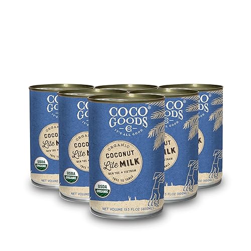 CocoGoodsCo Vietnam Single-Origin Organic Coconut Milk Lite/Light/Low-fat 13.5 fl. oz - Gluten-free, Non-GMO, Vegan, & Dairy-free (Pack of 6)