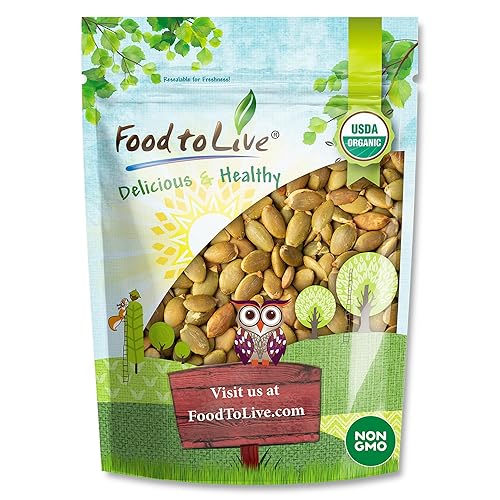 Food to Live Organic Dry Roasted Pumpkin Seed Kernels, 1 Pound - Non-GMO, Unsalted, Oven Roasted Whole Pepitas, No Oil Added, Shelled, Vegan, Kosher