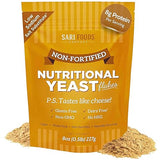 Sari Foods Non-Fortified Nutritional Yeast Flakes - 8oz - Superfood, Protein. Gluten Free & Dairy Free Vegan Cheese Parmesan Substitute, Vitamins B