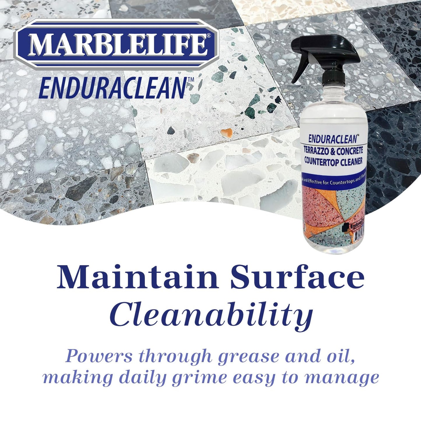Marblelife EnduraCLEAN Concrete & Terrazzo Countertop Spray Cleaner, Effective Terrazzo Cleaner, Concrete & Terrazzo Cleaning Solution, Concrete